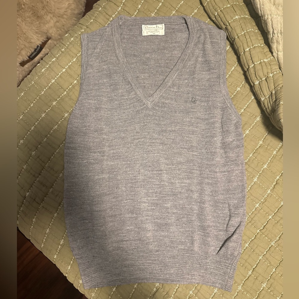 Vintage Christian Dior Sweater Mens Medium Monsieur Vest Sleeveless